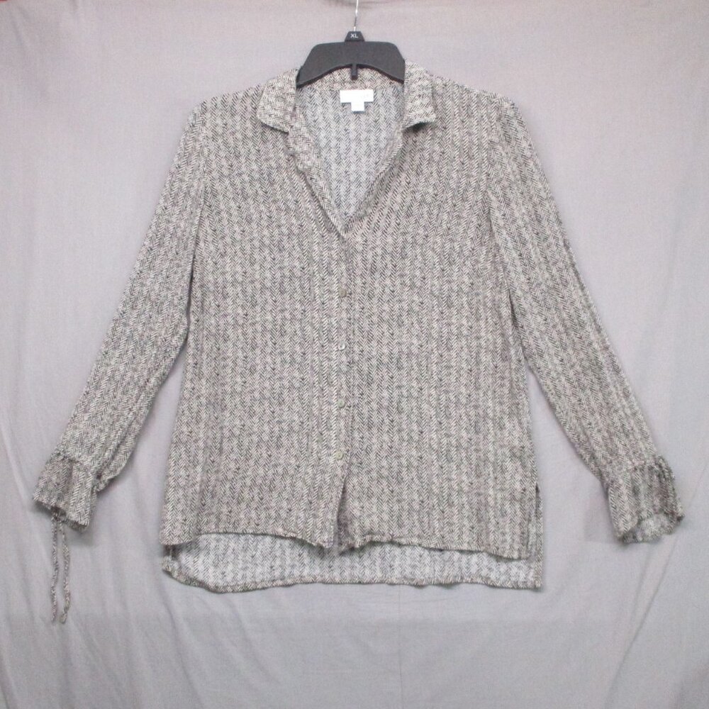 J. Jill Herring Bone Blouse Black & White Pepper Women Size | XS